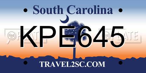 KPE645 South Carolina License Plate