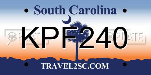 KPF240 South Carolina License Plate