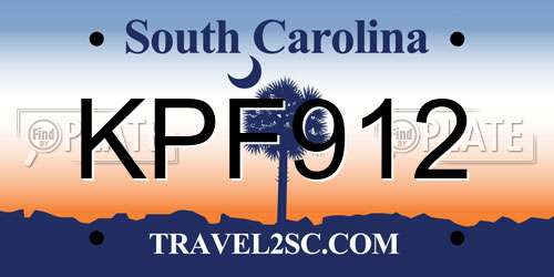 KPF912 South Carolina License Plate
