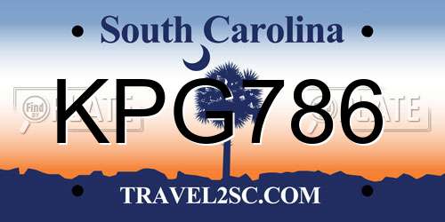 KPG786 South Carolina License Plate