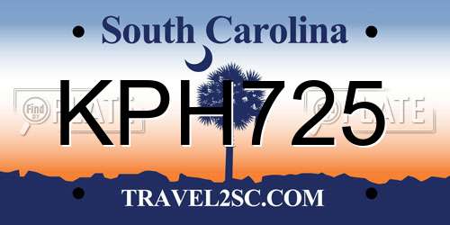 KPH725 South Carolina License Plate