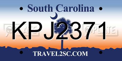 KPJ2371 South Carolina License Plate