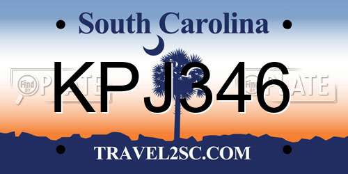 KPJ346 South Carolina License Plate