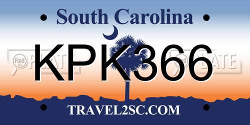 KPK366 South Carolina License Plate