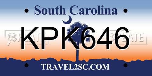 KPK646 South Carolina License Plate