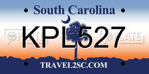 KPL527 South Carolina License Plate