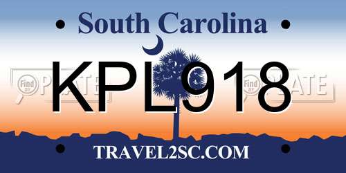KPL918 South Carolina License Plate