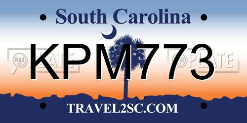 KPM773 South Carolina License Plate