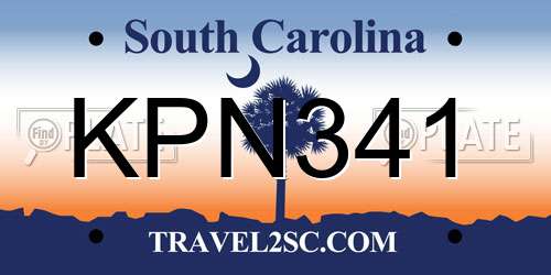 KPN341 South Carolina License Plate