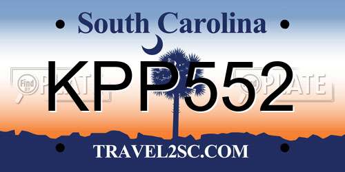 KPP552 South Carolina License Plate