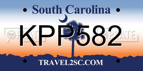 KPP582 South Carolina License Plate
