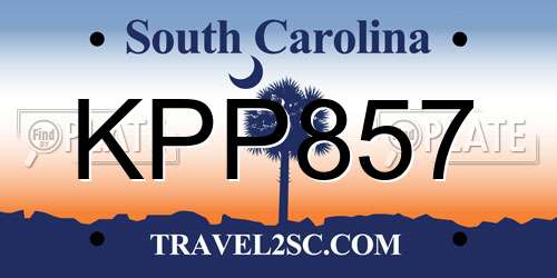 KPP857 South Carolina License Plate