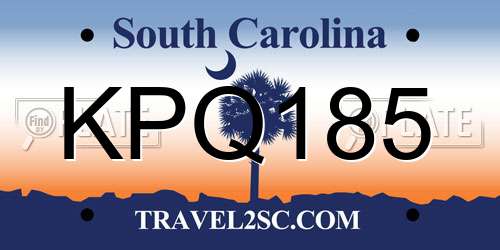 KPQ185 South Carolina License Plate