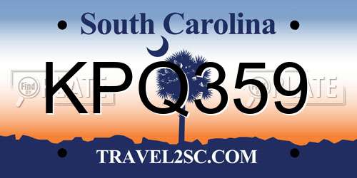 KPQ359 South Carolina License Plate