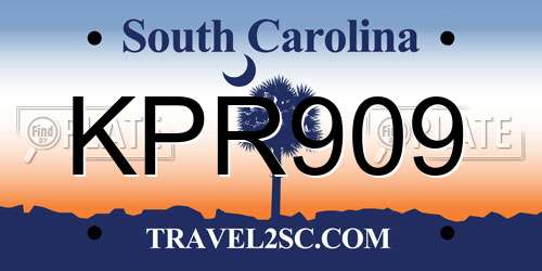 KPR909 South Carolina License Plate