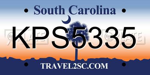 KPS5335 South Carolina License Plate