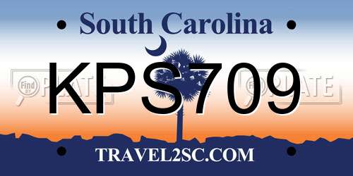 KPS709 South Carolina License Plate