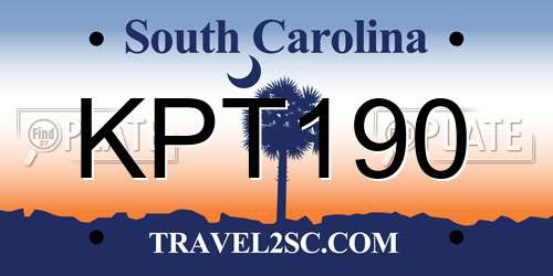 KPT190 South Carolina License Plate