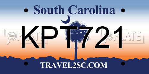 KPT721 South Carolina License Plate