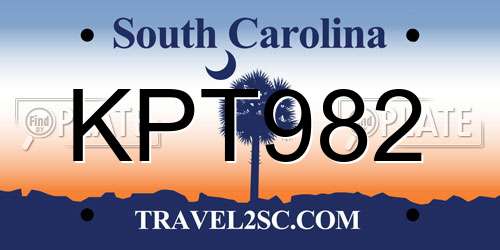 KPT982 South Carolina License Plate
