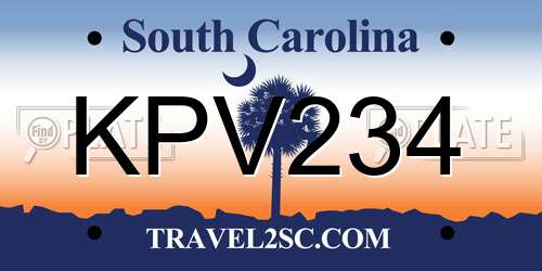KPV234 South Carolina License Plate