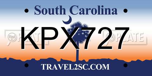 KPX727 South Carolina License Plate