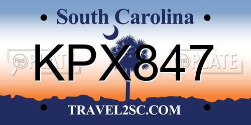 KPX847 South Carolina License Plate