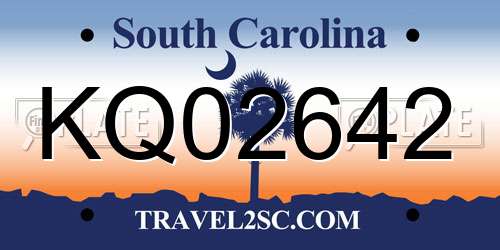 KQ02642 South Carolina License Plate