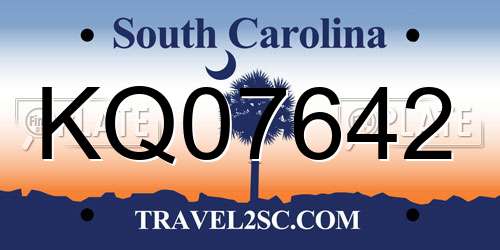 KQ07642 South Carolina License Plate