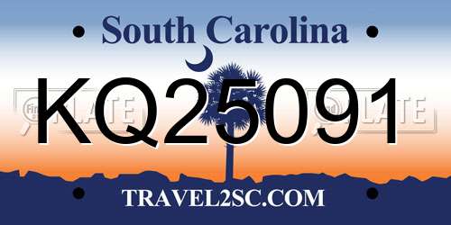 KQ25091 South Carolina License Plate