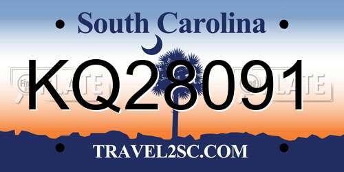 KQ28091 South Carolina License Plate