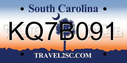 KQ7B091 South Carolina License Plate