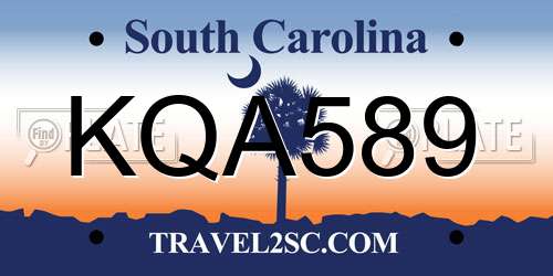 KQA589 South Carolina License Plate
