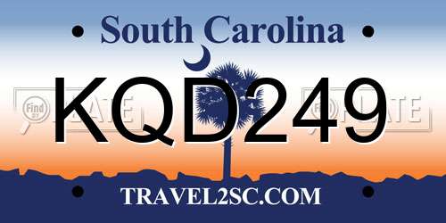 KQD249 South Carolina License Plate