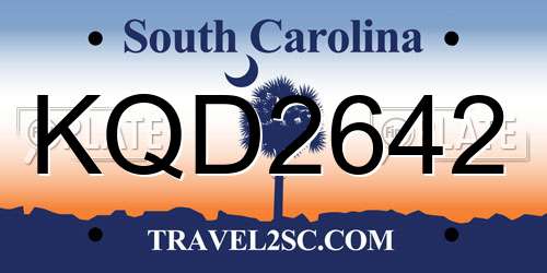 KQD2642 South Carolina License Plate