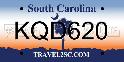KQD620 South Carolina License Plate