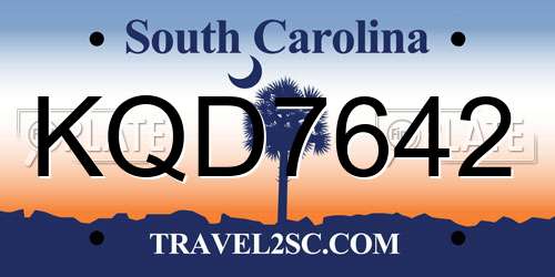KQD7642 South Carolina License Plate