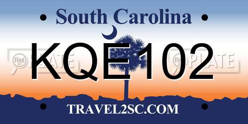 KQE102 South Carolina License Plate