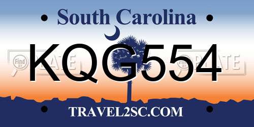 KQG554 South Carolina License Plate