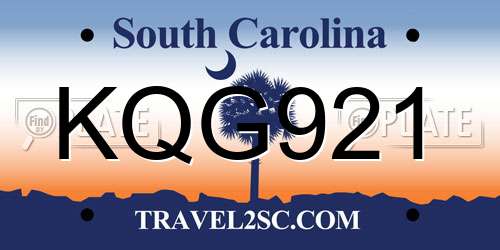 KQG921 South Carolina License Plate