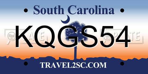 KQGS54 South Carolina License Plate