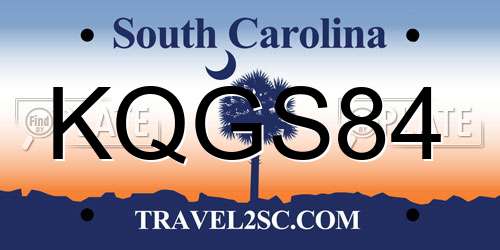KQGS84 South Carolina License Plate