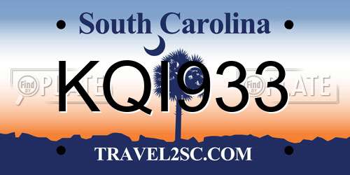 KQI933 South Carolina License Plate