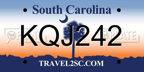 KQJ242 South Carolina License Plate