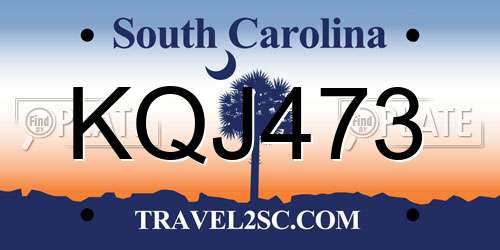 KQJ473 South Carolina License Plate