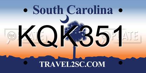 KQK351 South Carolina License Plate
