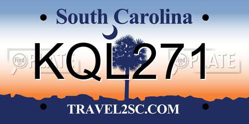 KQL271 South Carolina License Plate