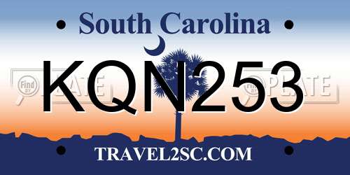 KQN253 South Carolina License Plate