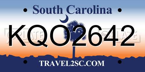 KQO2642 South Carolina License Plate