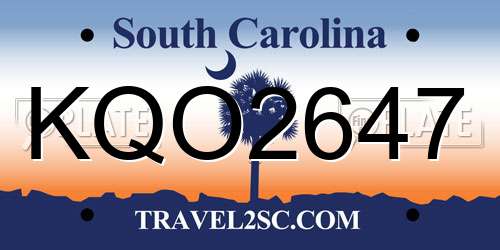KQO2647 South Carolina License Plate